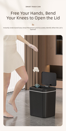 Black Smart Sensor Trash Can – 20L Capacity, Touch-Free Operation with Odor-Blocking & Waterproof Design.