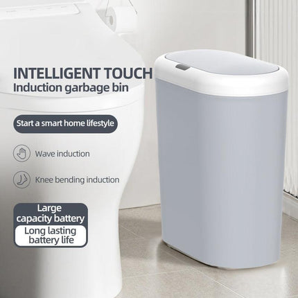 Beige Smart Sensor Trash Can – 15L Capacity, Compact Design for Home Use with Automatic Induction Opening(Three sensor modes).
