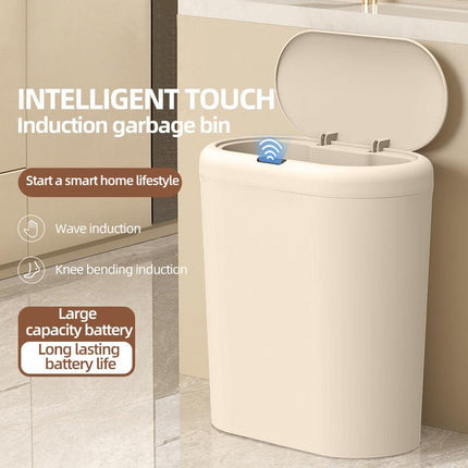 Grey Smart Sensor Trash Can – 15L Capacity, Compact Design for Home Use with Automatic Induction Opening(Three sensor modes).