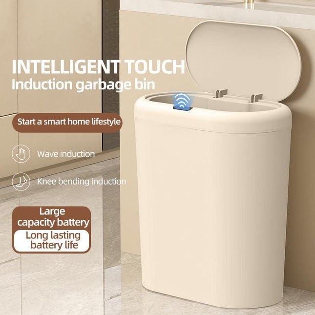 Grey Smart Sensor Trash Can – 15L Capacity, Compact Design for Home Use with Automatic Induction Opening(Three sensor modes).
