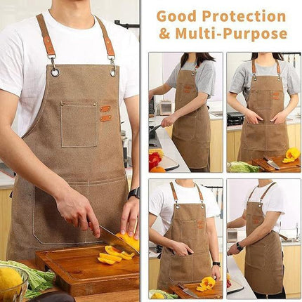 Black 16-ounce Heavy-Duty Canvas Apron – Durable, Waterproof & Oil-Resistant Kitchen Workwear for Cooking and Crafting.