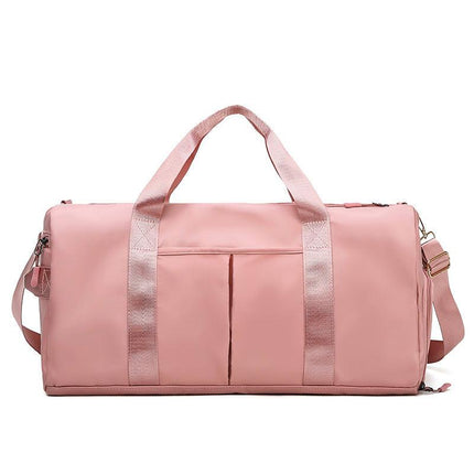 Pink Large Capacity Travel Duffel Bag – Wet & Dry Separation, Shoe Compartment, and Luggage Sleeve for Gym, Yoga, and Short Trips.