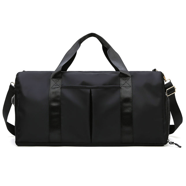 Black Large Capacity Travel Duffel Bag – Wet & Dry Separation, Shoe Compartment, and Luggage Sleeve for Gym, Yoga, and Short Trips
