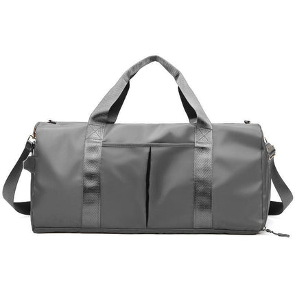 Grey Large Capacity Travel Duffel Bag – Wet & Dry Separation, Shoe Compartment, and Luggage Sleeve for Gym, Yoga, and Short Trips.