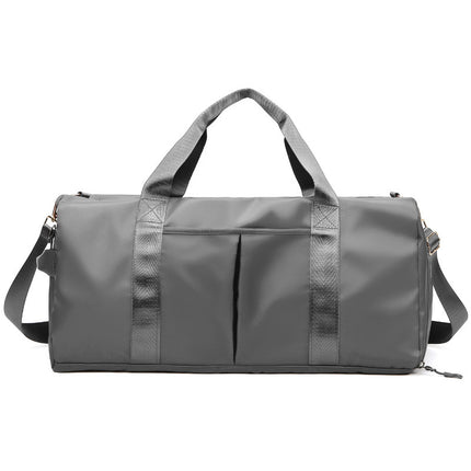 Grey Large Capacity Travel Duffel Bag – Wet & Dry Separation, Shoe Compartment, and Luggage Sleeve for Gym, Yoga, and Short Trips.