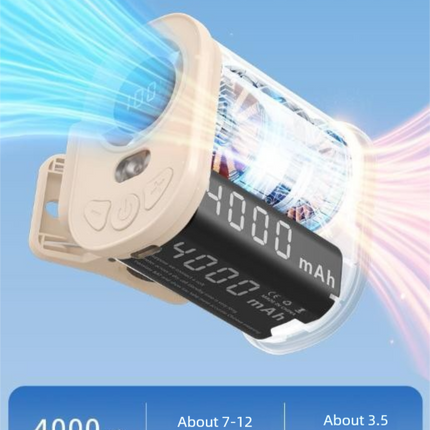 White High-Speed Mini Clip Fan with 360° Rotation – Portable, Rechargeable & Multi-Functional Cooling Solution.