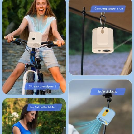 Red High-Speed Mini Clip Fan with 360° Rotation – Portable, Rechargeable & Multi-Functional Cooling Solution.