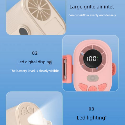Blue High-Speed Mini Clip Fan with 360° Rotation – Portable, Rechargeable & Multi-Functional Cooling Solution.