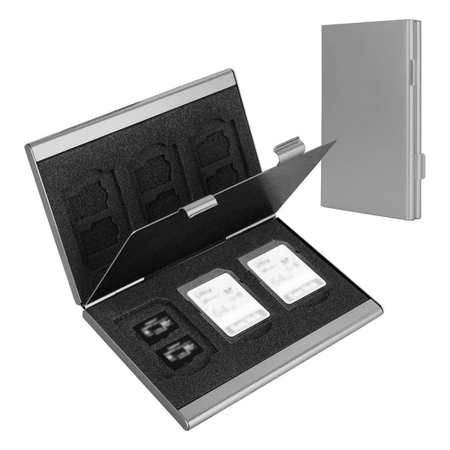 Silver High-Quality Aluminum SD & TF Card Case – Premium Storage Solution for Memory Cards(Memory card not included).
