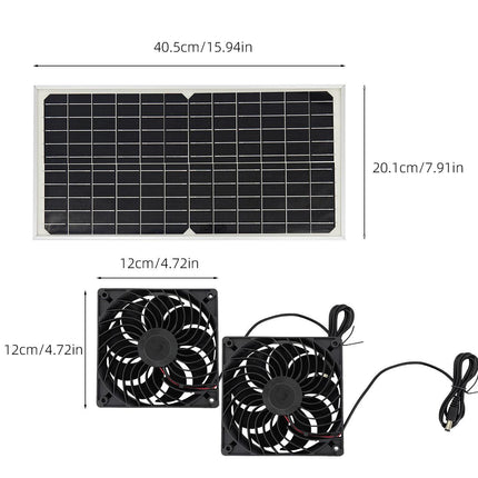 Solar Panel Fan Kit – 16W Monocrystalline Solar Powered Ventilation System with Dual Fans.