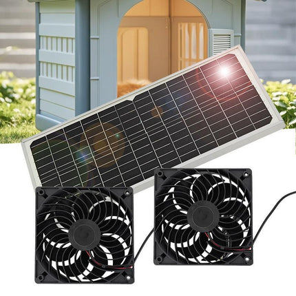 Solar Panel Fan Kit – 16W Monocrystalline Solar Powered Ventilation System with Dual Fans.