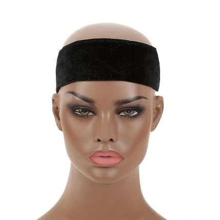3-Pack Black Velvet Wig Headband – Soft, Stretchy & Secure Lace Wig Band for Seamless Hairpiece Fit.