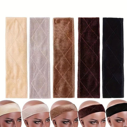 3-Pack Coffee Velvet Wig Headband – Soft, Stretchy & Secure Lace Wig Band for Seamless Hairpiece Fit.