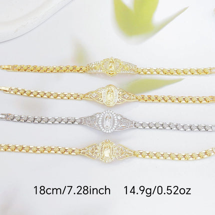 Elegant Hollow Floral Geometric Bracelet – Gold-Plated Copper Fashion Jewelry with Delicate Chain Design(R80）.