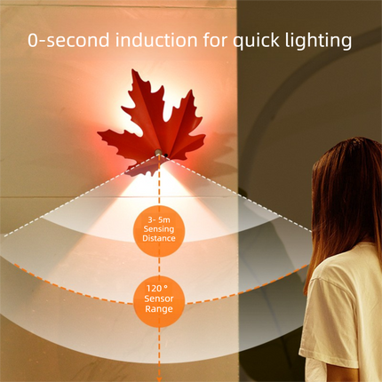 2 Pcs Maple Leaf Smart LED Night Light – Battery-Powered Motion Sensor with Remote Control & Color Changing.