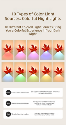 2 Pcs Maple Leaf Smart LED Night Light – Battery-Powered Motion Sensor with Remote Control & Color Changing.