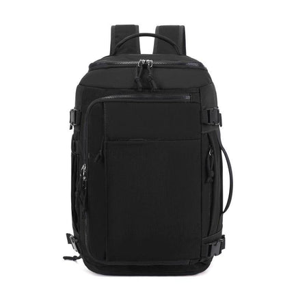 Black Stylish & Spacious Backpack – Lightweight, Expandable Travel & Daily Use Rucksack (31×20×43cm).