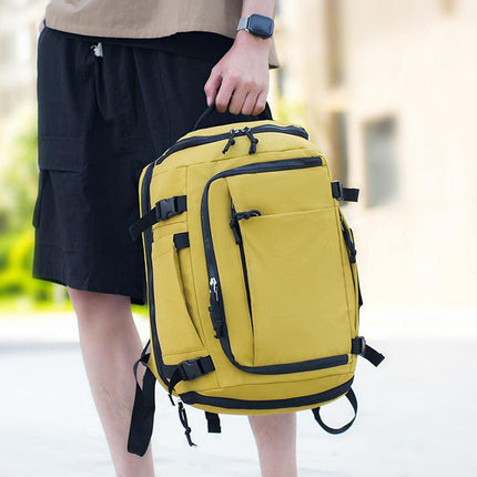 Beige Stylish & Spacious Backpack – Lightweight, Expandable Travel & Daily Use Rucksack (31×20×43cm).
