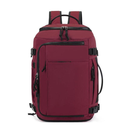 Dark Red Stylish & Spacious Backpack – Lightweight, Expandable Travel & Daily Use Rucksack (31×20×43cm).