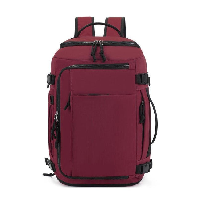 Dark Red Stylish & Spacious Backpack – Lightweight, Expandable Travel & Daily Use Rucksack (31×20×43cm).