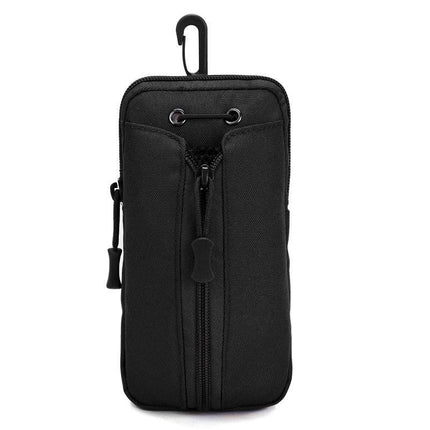 Black Multi-Functional Outdoor Water Bottle & Phone Pouch – Tactical Zippered Waist Pack for Travel, Hiking, and Daily Use.