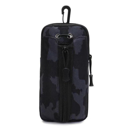 Black camouflage Multi-Functional Outdoor Water Bottle & Phone Pouch – Tactical Zippered Waist Pack for Travel, Hiking, and Daily Use.