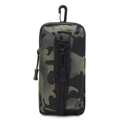 Dark Green camouflage Multi-Functional Outdoor Water Bottle & Phone Pouch – Tactical Zippered Waist Pack for Travel, Hiking, and Daily Use.