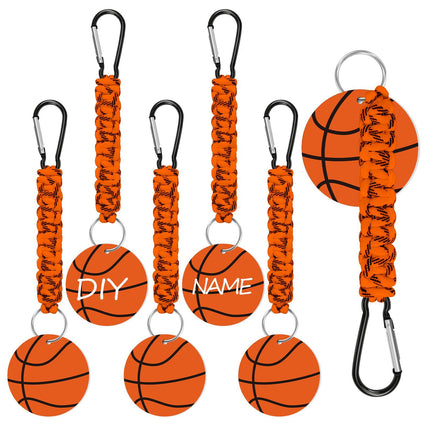 Brown DIY Basketball Keychain – Acrylic Ball Pendant with Nylon Rope, 2-Pack.