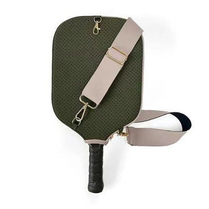 Green Neoprene Pickleball Paddle Cover – Waterproof Side Pocket Design, Shoulder Bag Style.