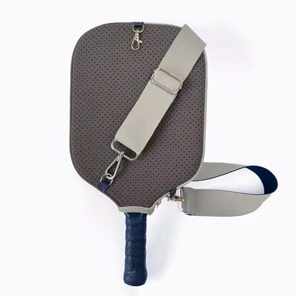 Dark khaki Neoprene Pickleball Paddle Cover – Waterproof Side Pocket Design, Shoulder Bag Style.