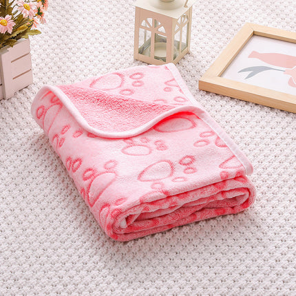 Green Pet Blanket Set – Plush Paw Print Design, 3-Piece Pack (S/M/L Sizes).