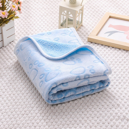 Blue Pet Blanket Set – Plush Paw Print Design, 3-Piece Pack (S/M/L Sizes).