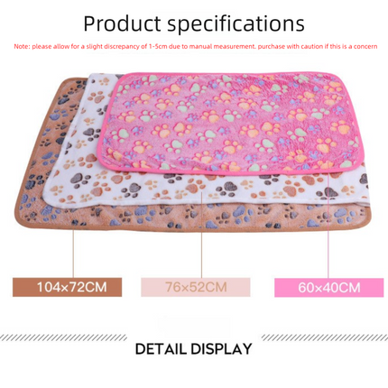 Blue Pet Blanket Set – Plush Paw Print Design, 3-Piece Pack (S/M/L Sizes).