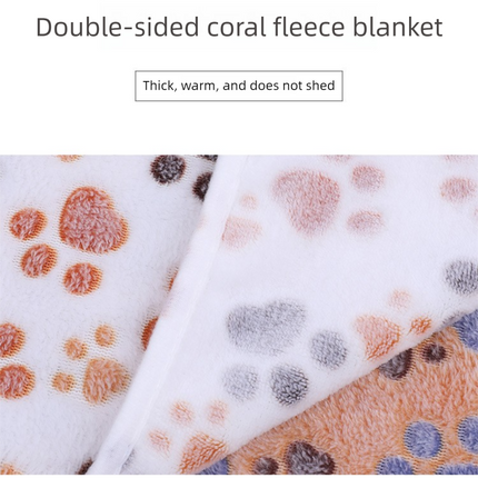 Blue Pet Blanket Set – Plush Paw Print Design, 3-Piece Pack (S/M/L Sizes).