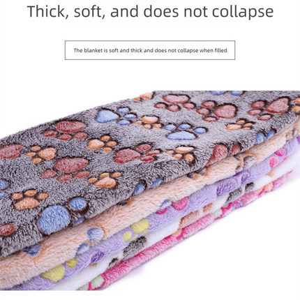 Blue Pet Blanket Set – Plush Paw Print Design, 3-Piece Pack (S/M/L Sizes).