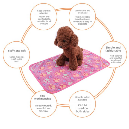 Blue Pet Blanket Set – Plush Paw Print Design, 3-Piece Pack (S/M/L Sizes).