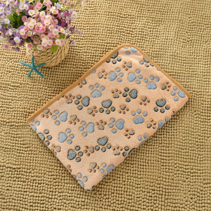 Brown Pet Blanket Set – Plush Paw Print Design, 3-Piece Pack (S/M/L Sizes).