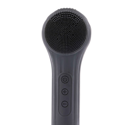 Black Multi-Functional Silicone Facial Cleansing Brush – Ultrasonic & Heat Infusion Beauty Device.