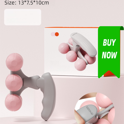 Pink Portable 6-Wheel Massage Roller – Quiet, Compact Muscle Relief Tool for Neck, Back, Legs & Shoulders.