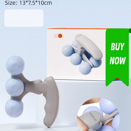 Blue Portable 6-Wheel Massage Roller – Quiet, Compact Muscle Relief Tool for Neck, Back, Legs & Shoulders.