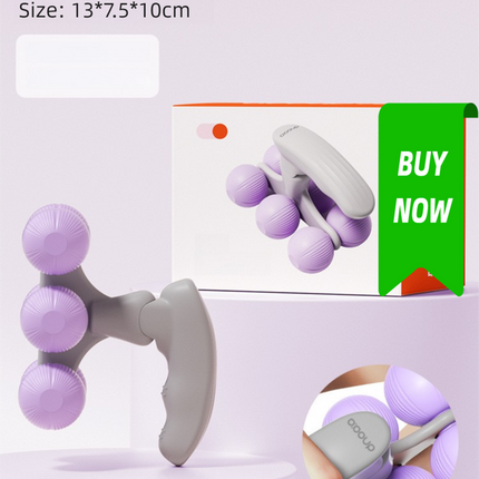 Purple Portable 6-Wheel Massage Roller – Quiet, Compact Muscle Relief Tool for Neck, Back, Legs & Shoulders.