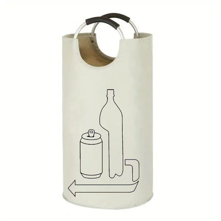 Beige Portable Oxford Fabric Collapsible Laundry Basket – Waterproof, Multi-Use Storage Bin for Bottles, Clothes & More.