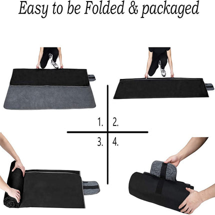 Black and Grey 3-Layer Waterproof Outdoor Blanket – Portable, All-Weather Picnic & Camping Mat with Storage Pocket.