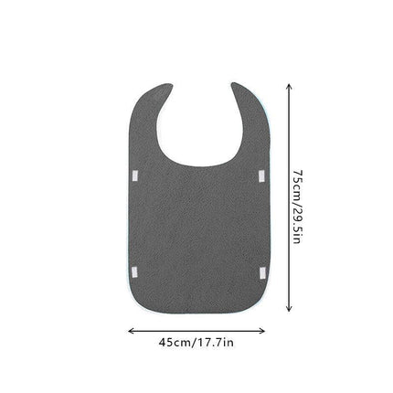 Grey Anti-Stain Feeding Apron with Pocket – Adjustable Care Bib for Elderly & Disabled Adults (2-Pack).