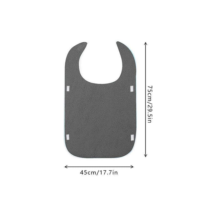 Grey Anti-Stain Feeding Apron with Pocket – Adjustable Care Bib for Elderly & Disabled Adults (2-Pack).