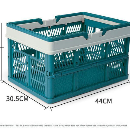 Large Collapsible Storage Basket with Handles - Portable Folding Crate for Shopping, Picnics & Car Trunk(green).