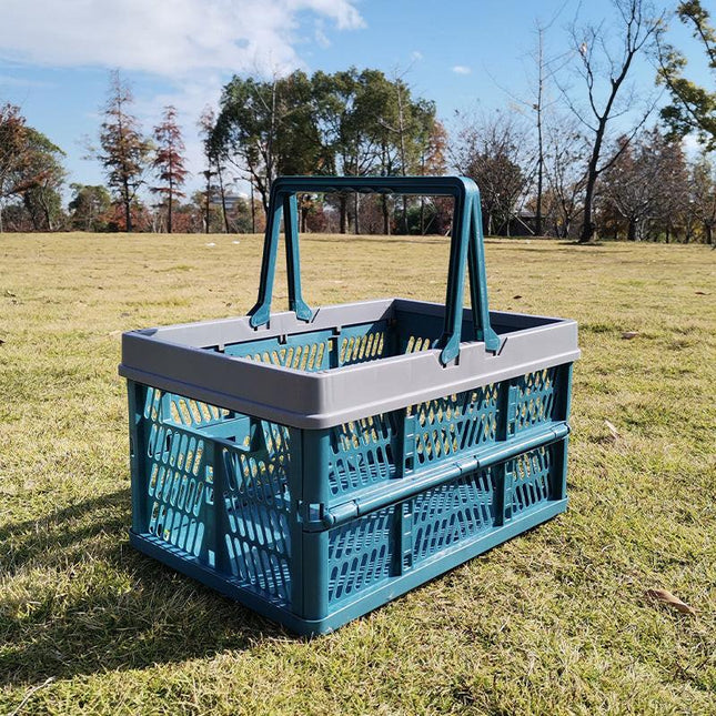 Large Collapsible Storage Basket with Handles - Portable Folding Crate for Shopping, Picnics & Car Trunk(blue).