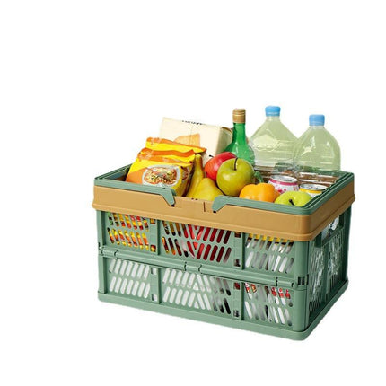 Large Collapsible Storage Basket with Handles - Portable Folding Crate for Shopping, Picnics & Car Trunk(Brown ).