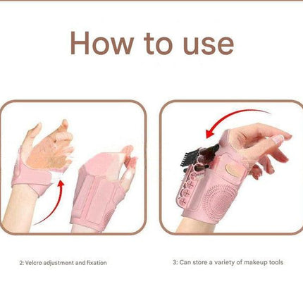 2pc Multi-Functional Silicone Makeup Artist Wristband - Wearable Palette, Brush Holder & Cleaner(pink).