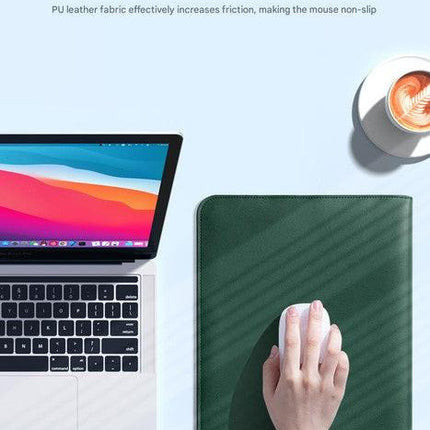 3-in-1 PU Leather Laptop Sleeve with Stand & Mouse Pad + Accessory Pouch(Gray).